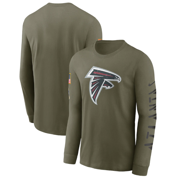 Men's Atlanta Falcons Olive 2022 Salute to Service Long Sleeve T-Shirt